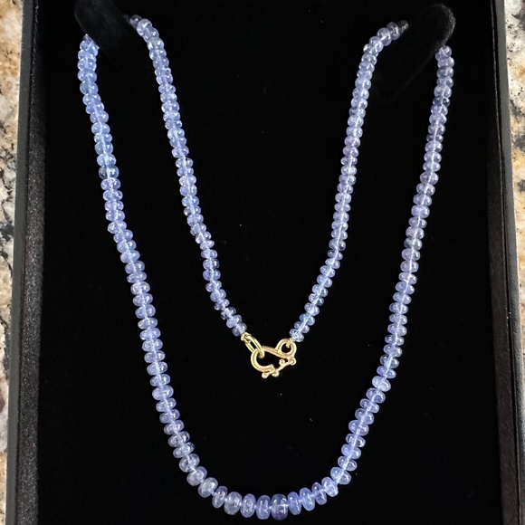 Designer REINSTEIN ROSS 20K - 22K Yellow Gold Smooth Tanzanite Gemstone Necklace - Picture 1 of 12
